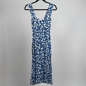Reformation Floral Midi Dress in Blue and White